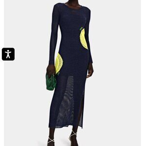 Staud Navy with Lemons Tulipano Dress with slip